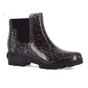 NWT Kensington | Women’s black/tan leopard print Ocean + Coast rain boot, size 9